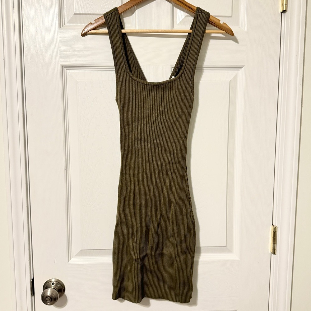 Abercrombie & Fitch Reversible Knit Ribbed Mini Dress Size Small Green Sweater - Picture 3 of 8